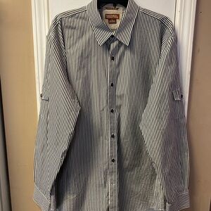 Michael Kors Men's Black and White Striped Shirt